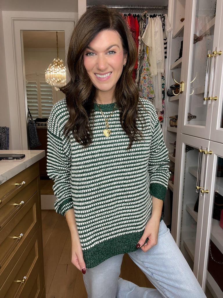 Cozy Lineup Sweater in Green