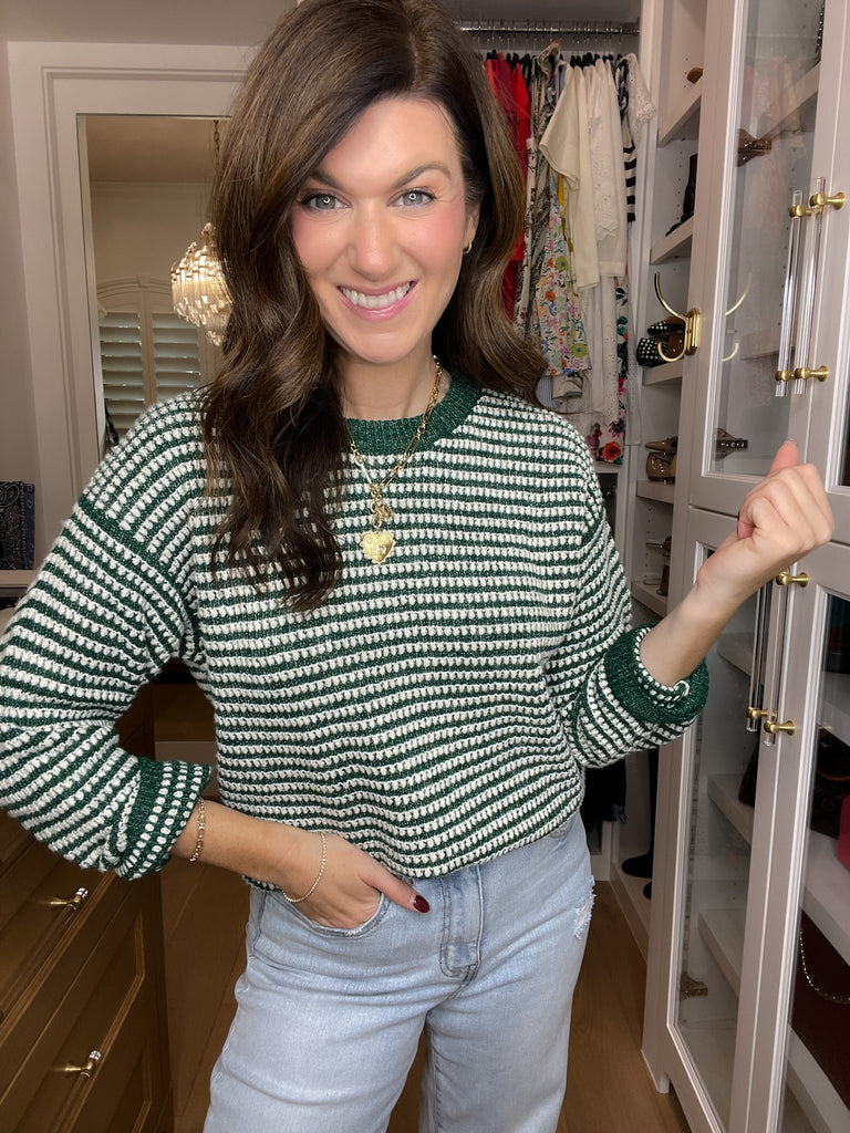 Cozy Lineup Sweater in Green