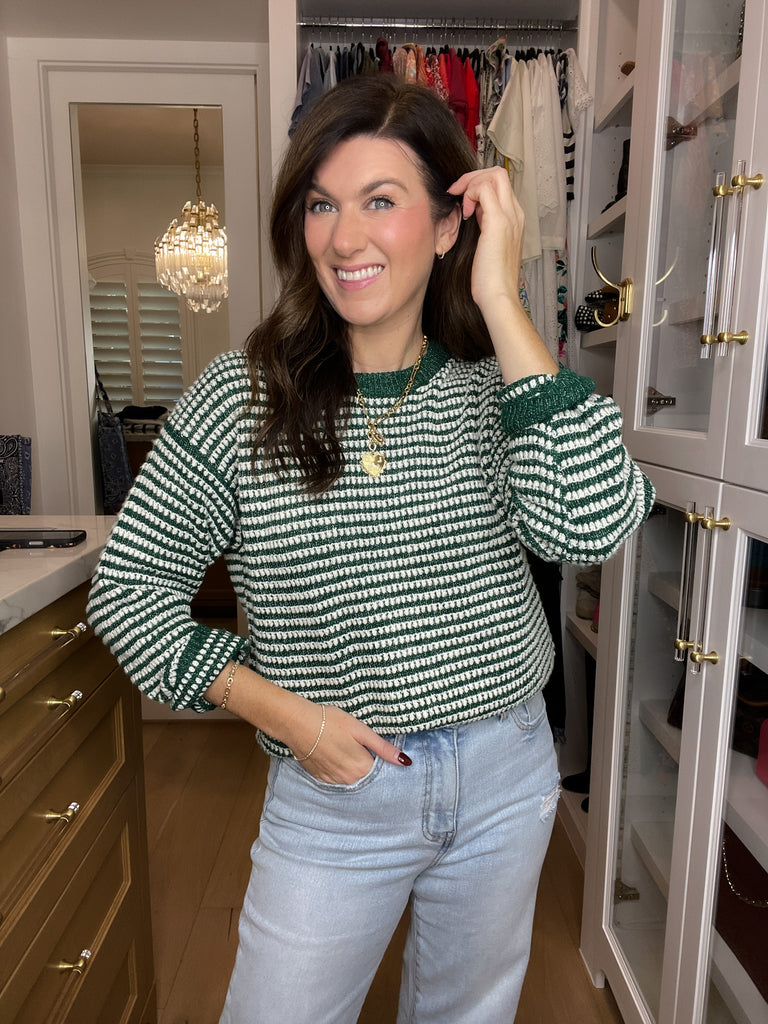 Cozy Lineup Sweater in Green