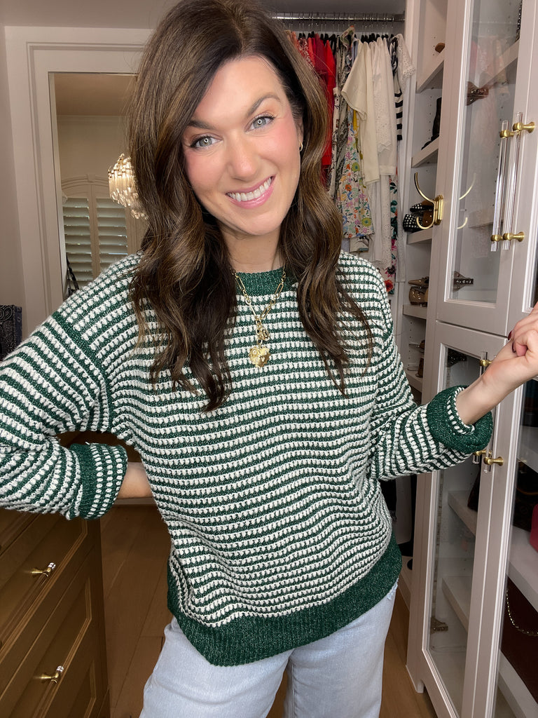 Cozy Lineup Sweater in Green