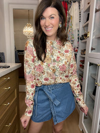 Braided Edge Denim Skort