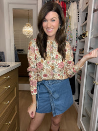 Braided Edge Denim Skort