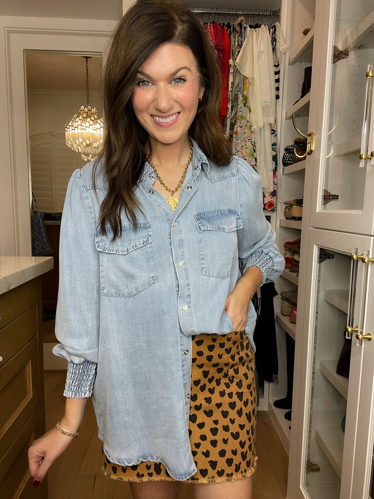 Always Grateful Denim Button Down