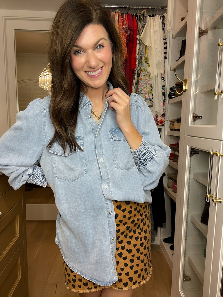 Always Grateful Denim Button Down