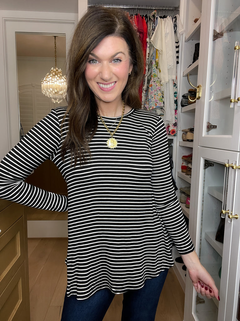 DOORBUSTER! Sure Thing Striped Tunics in Black or White *Final Sale*