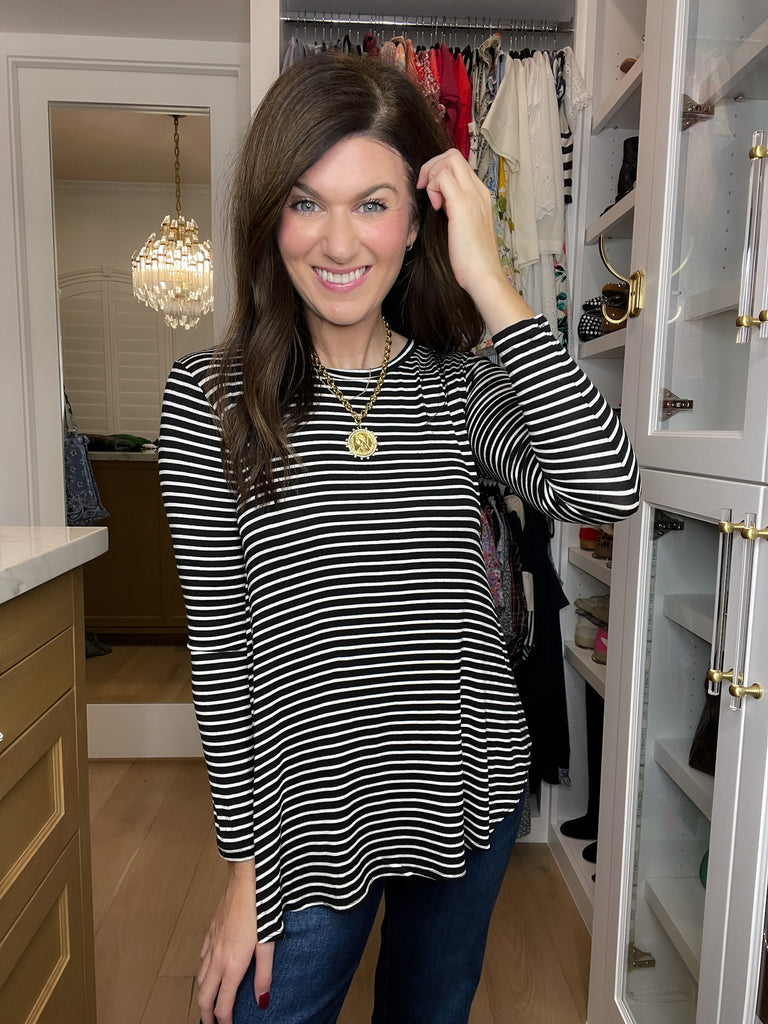 DOORBUSTER! Sure Thing Striped Tunics in Black or White *Final Sale*