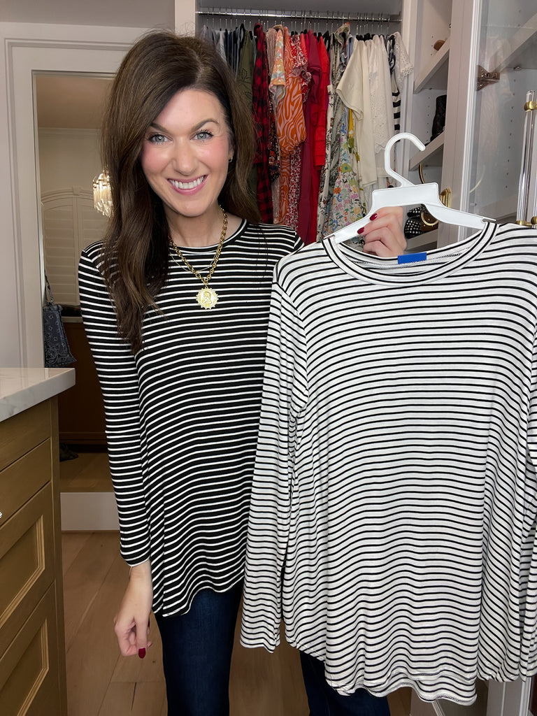 DOORBUSTER! Sure Thing Striped Tunics in Black or White *Final Sale*