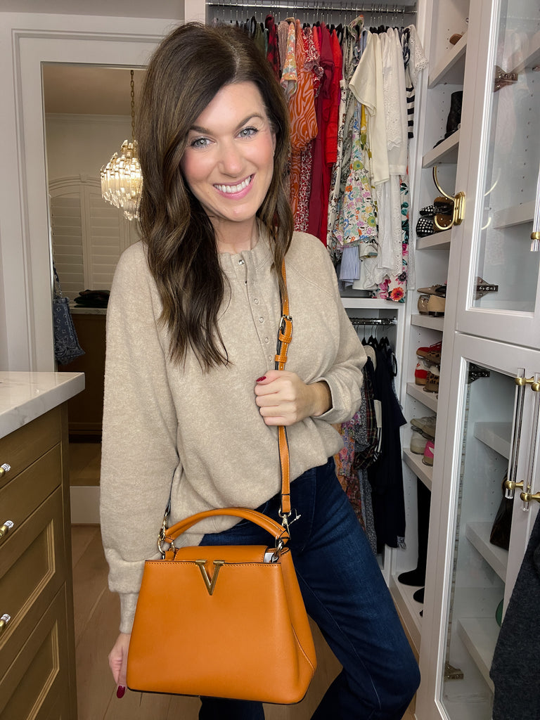 DOORBUSTER! Victoria Top Handle Bag in Tan *Final Sale*