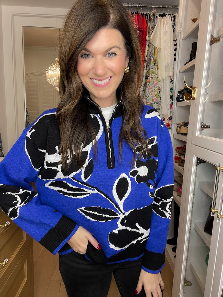 Sugarlips Carrey Floral Zip Up Sweater