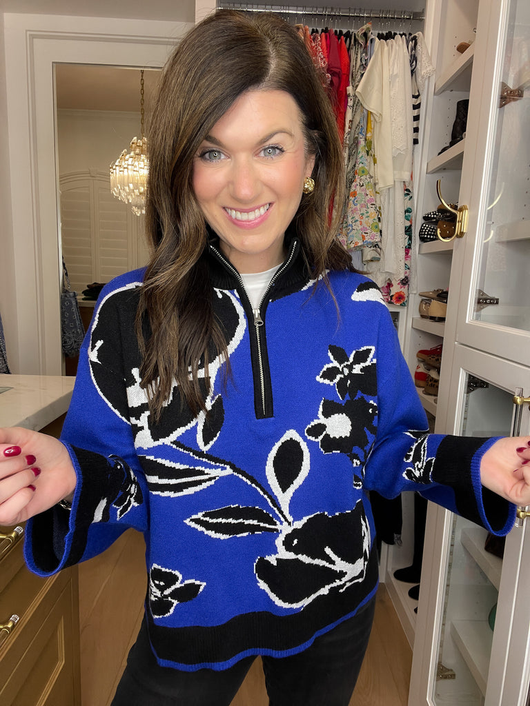 Sugarlips Carrey Floral Zip Up Sweater