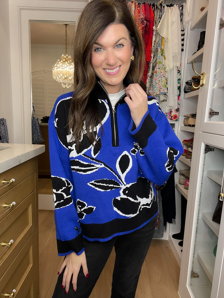 Sugarlips Carrey Floral Zip Up Sweater