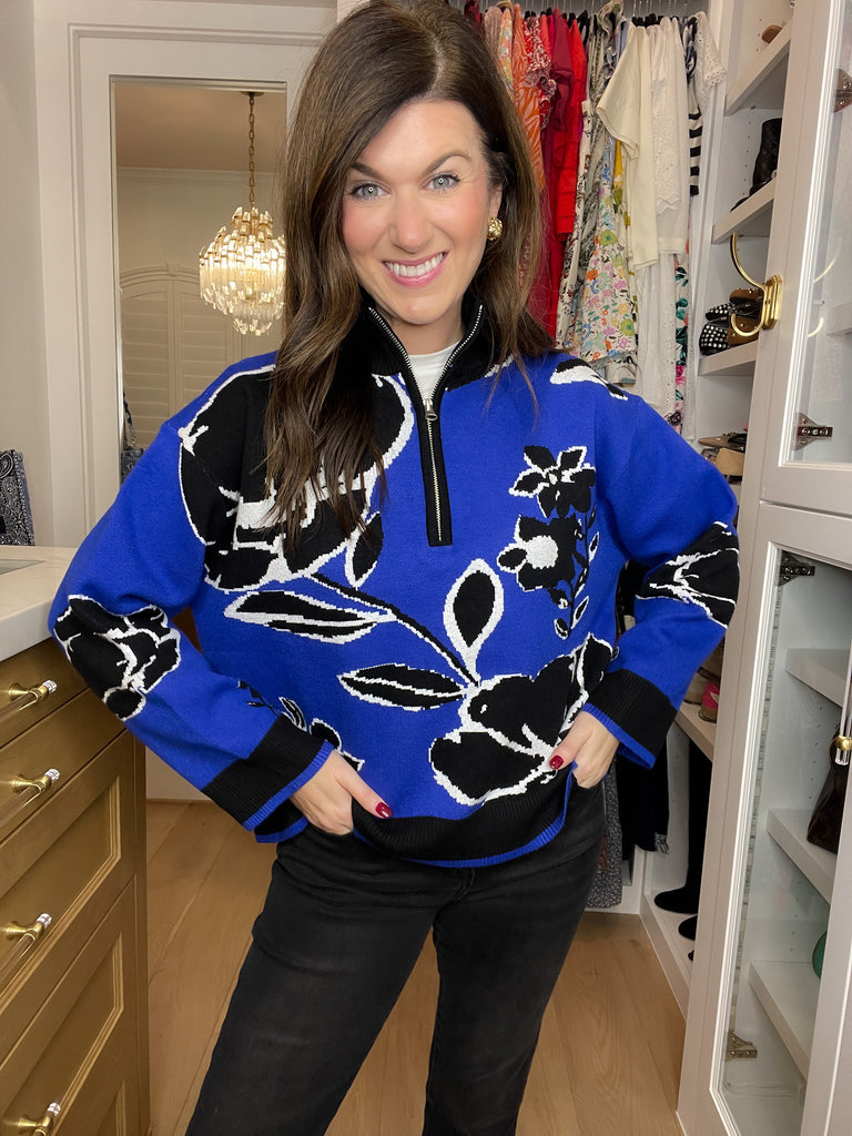 Sugarlips Carrey Floral Zip Up Sweater