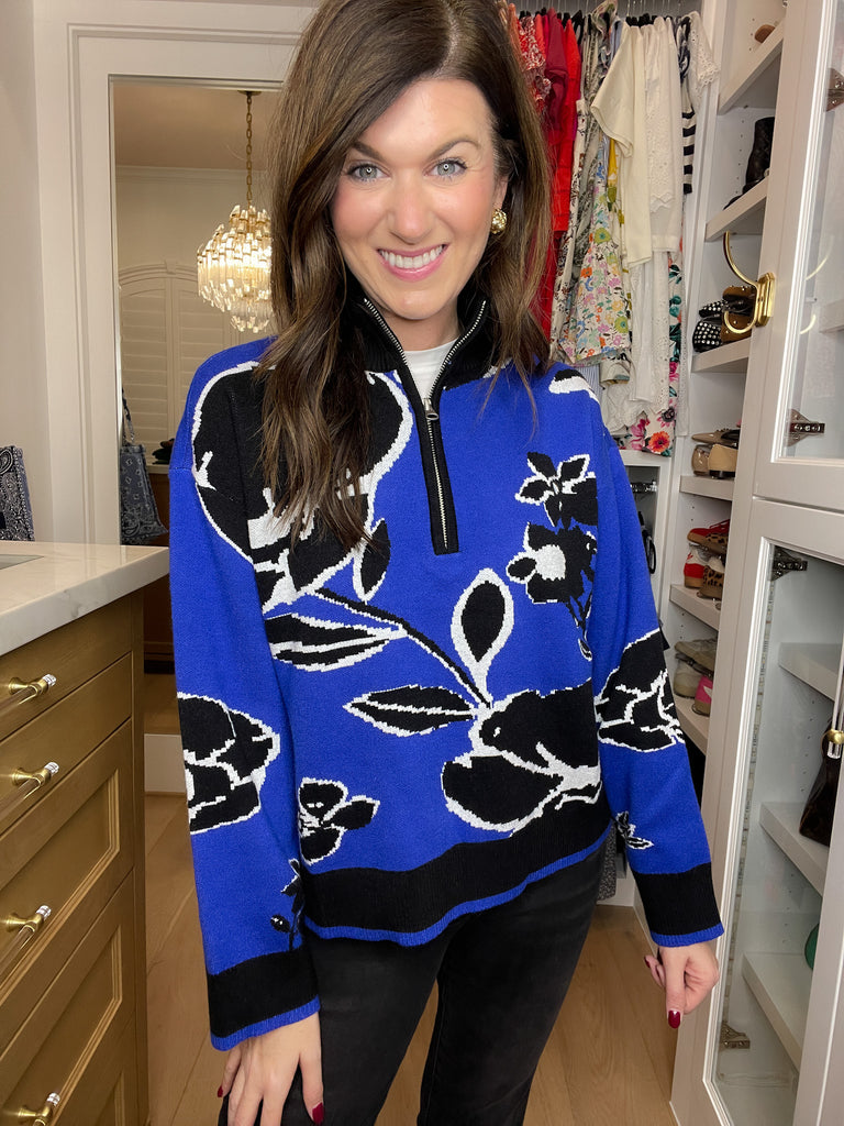 Sugarlips Carrey Floral Zip Up Sweater