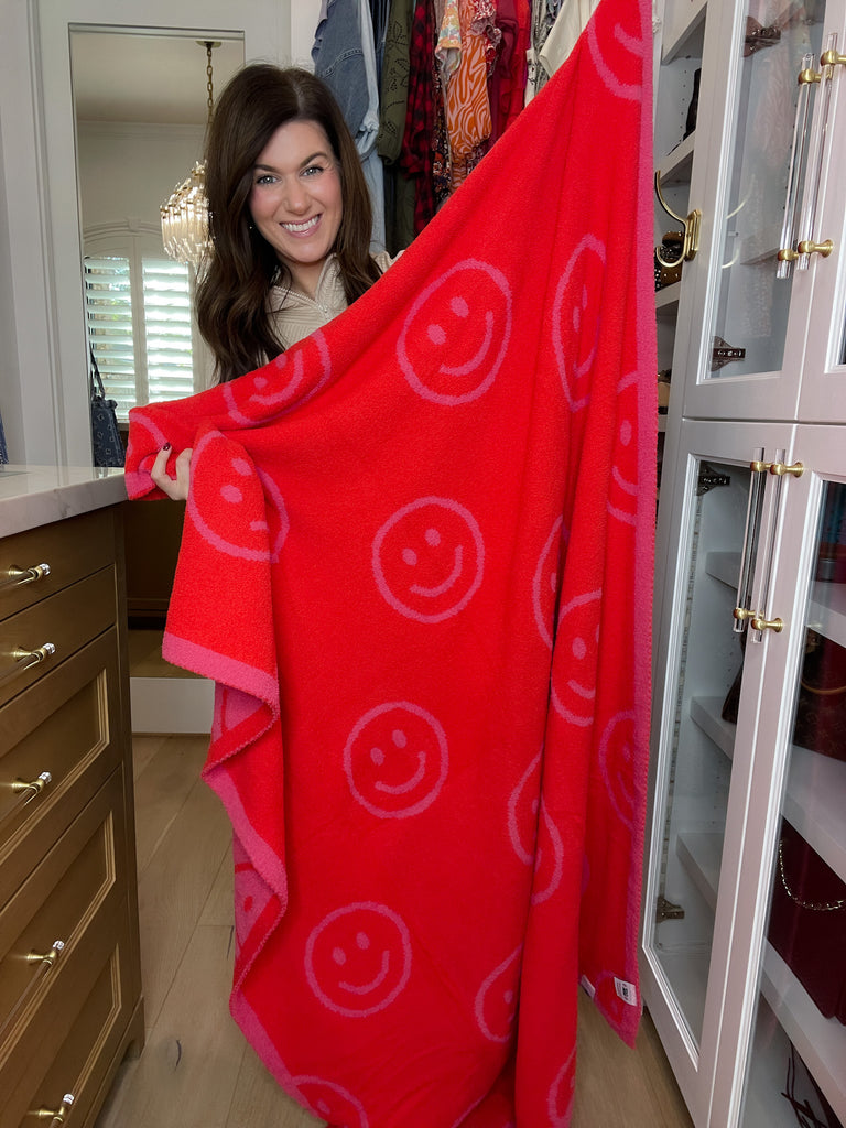 Pink/Red Reversible Smiley Blanket *Final Sale*
