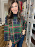 Tartan Cheer Mock Neck Sweater