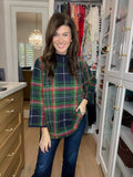 Tartan Cheer Mock Neck Sweater