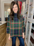 Tartan Cheer Mock Neck Sweater