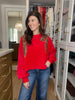 I'm a Gift Sequin Bow Corded Pullover in Red