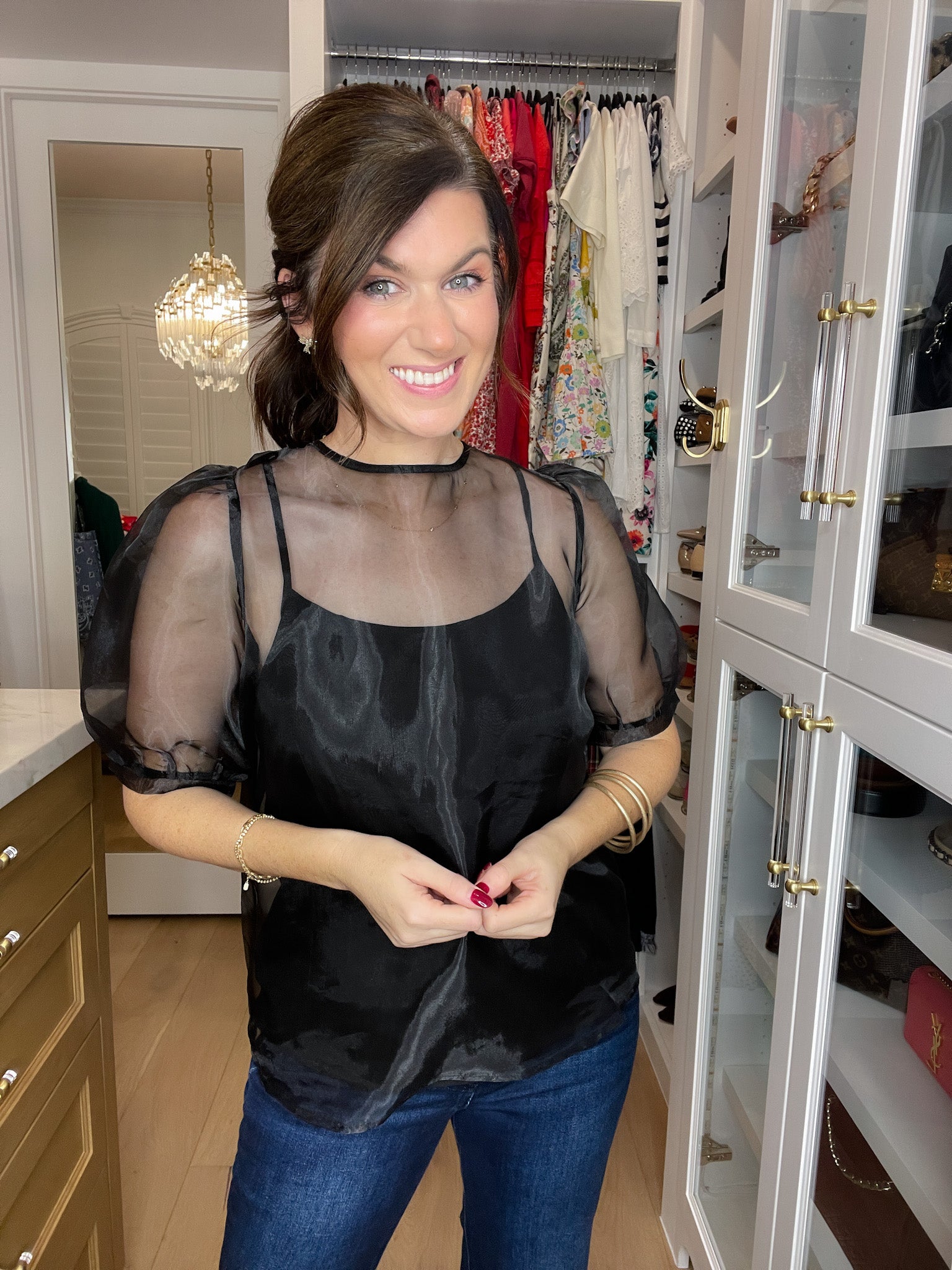 Sugarlips Sabrina Organza Bow Puff Sleeve Top