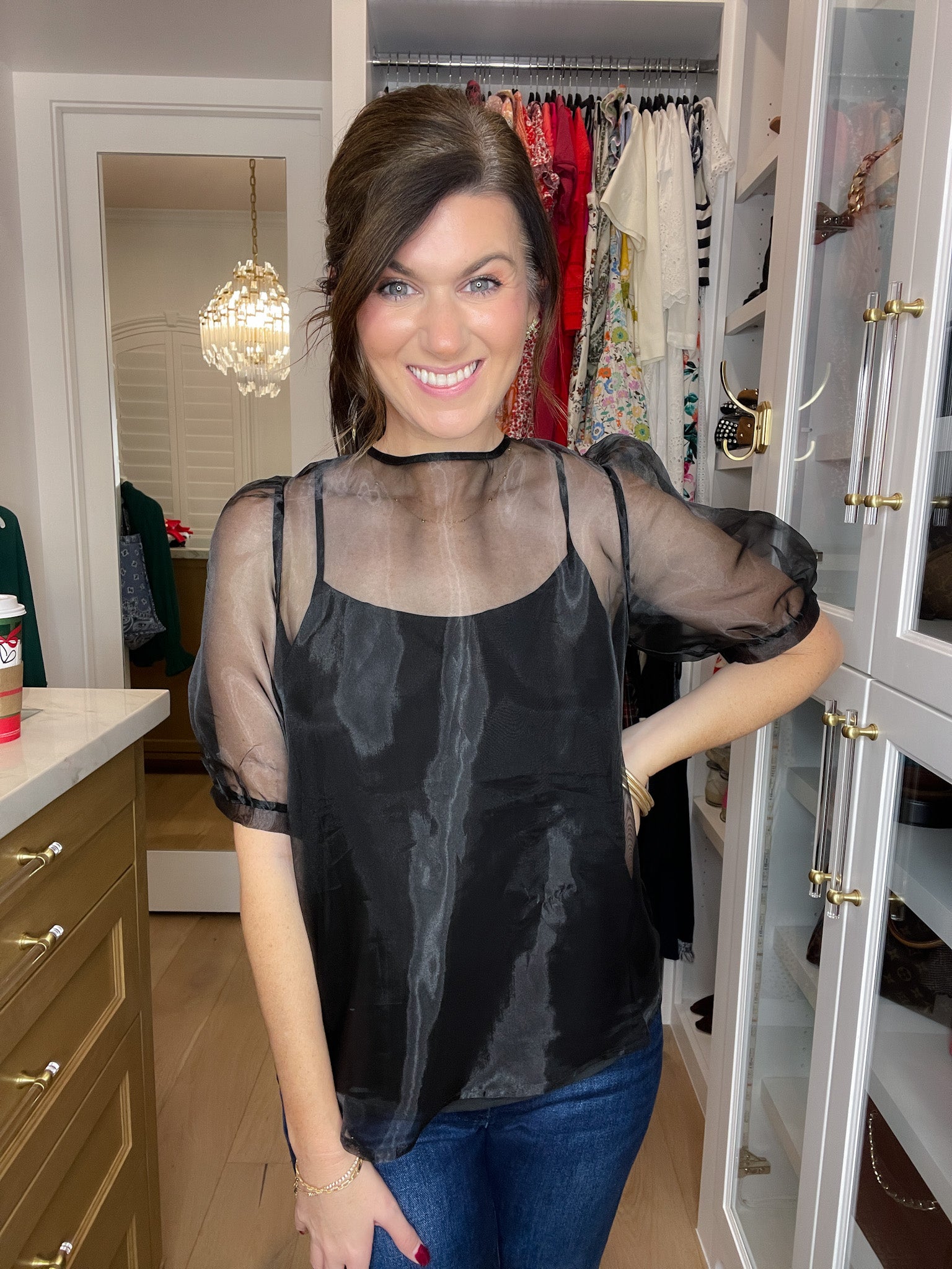 Sugarlips Sabrina Organza Bow Puff Sleeve Top