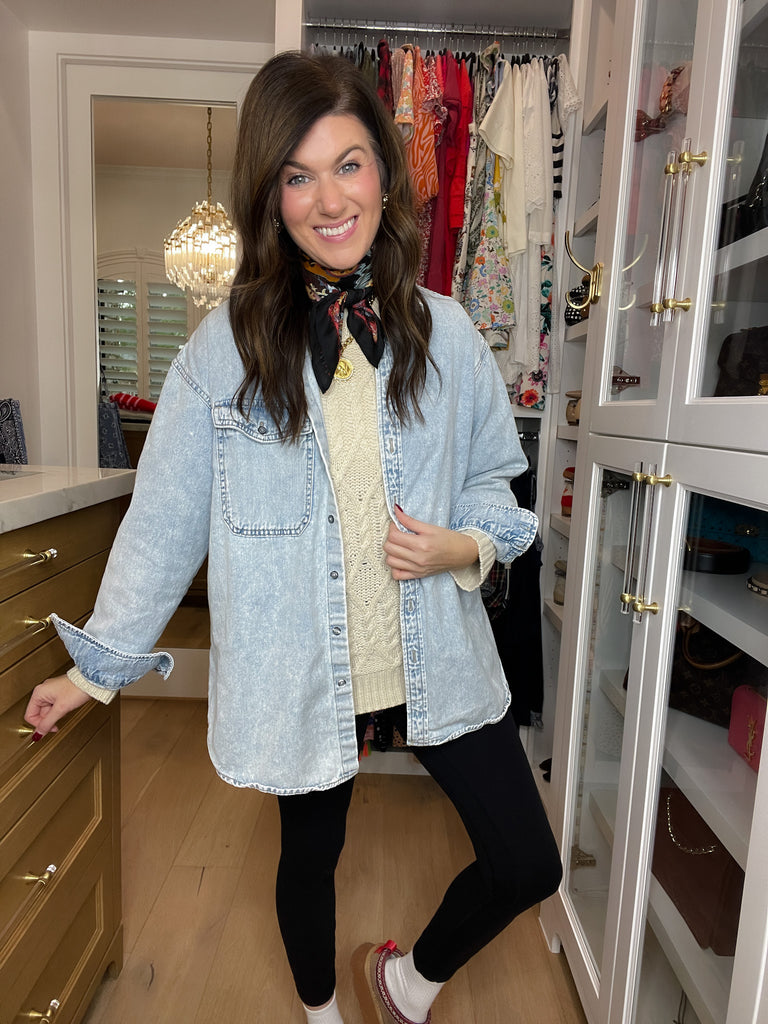 Chalet Charm Distressed Cable Knit Sweater