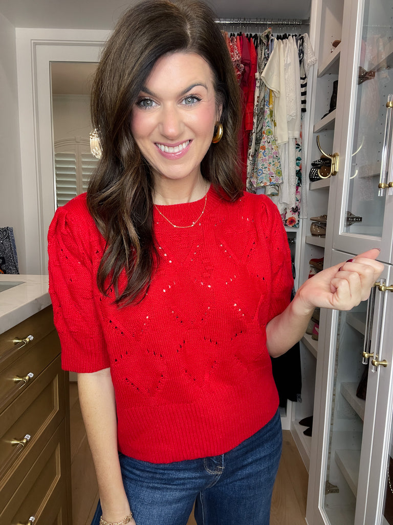 Sweet Stitches Sweater in Red