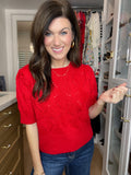 Sweet Stitches Sweater in Red