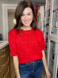Sweet Stitches Sweater in Red
