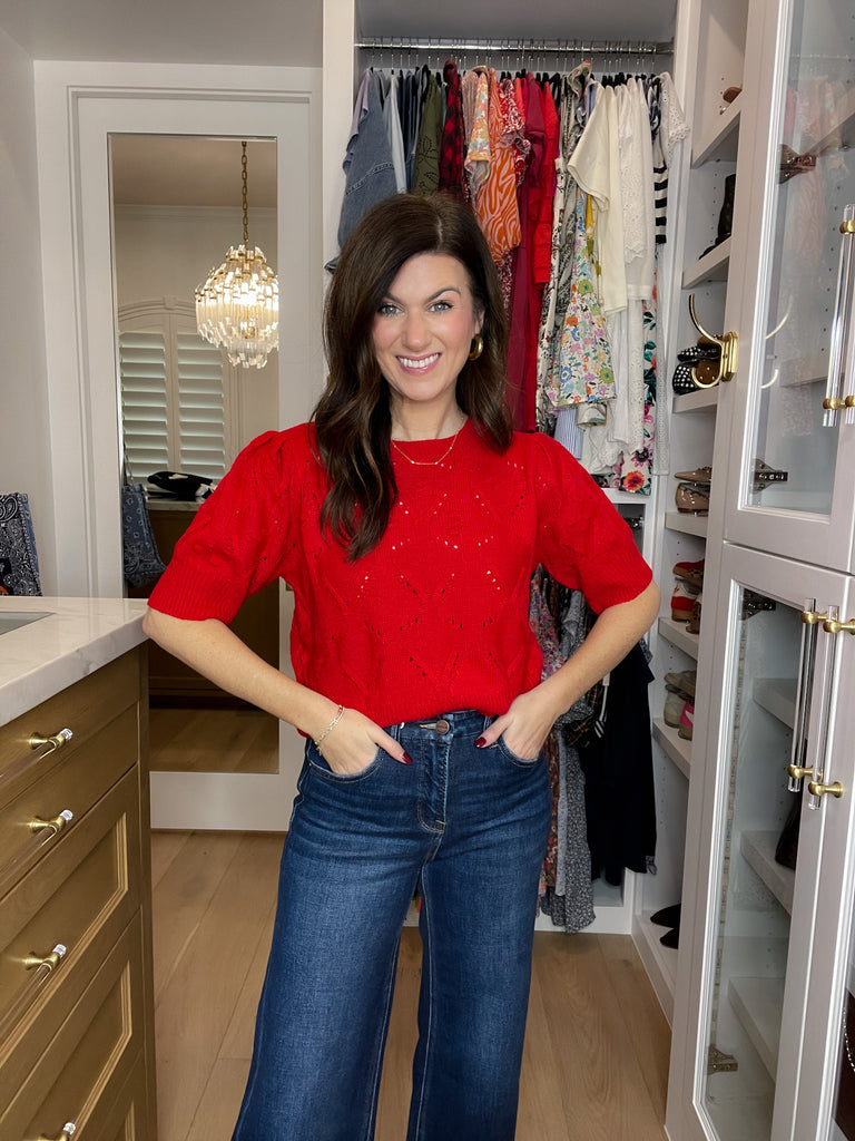 Sweet Stitches Sweater in Red