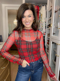 Plaid Daydream Mesh Top