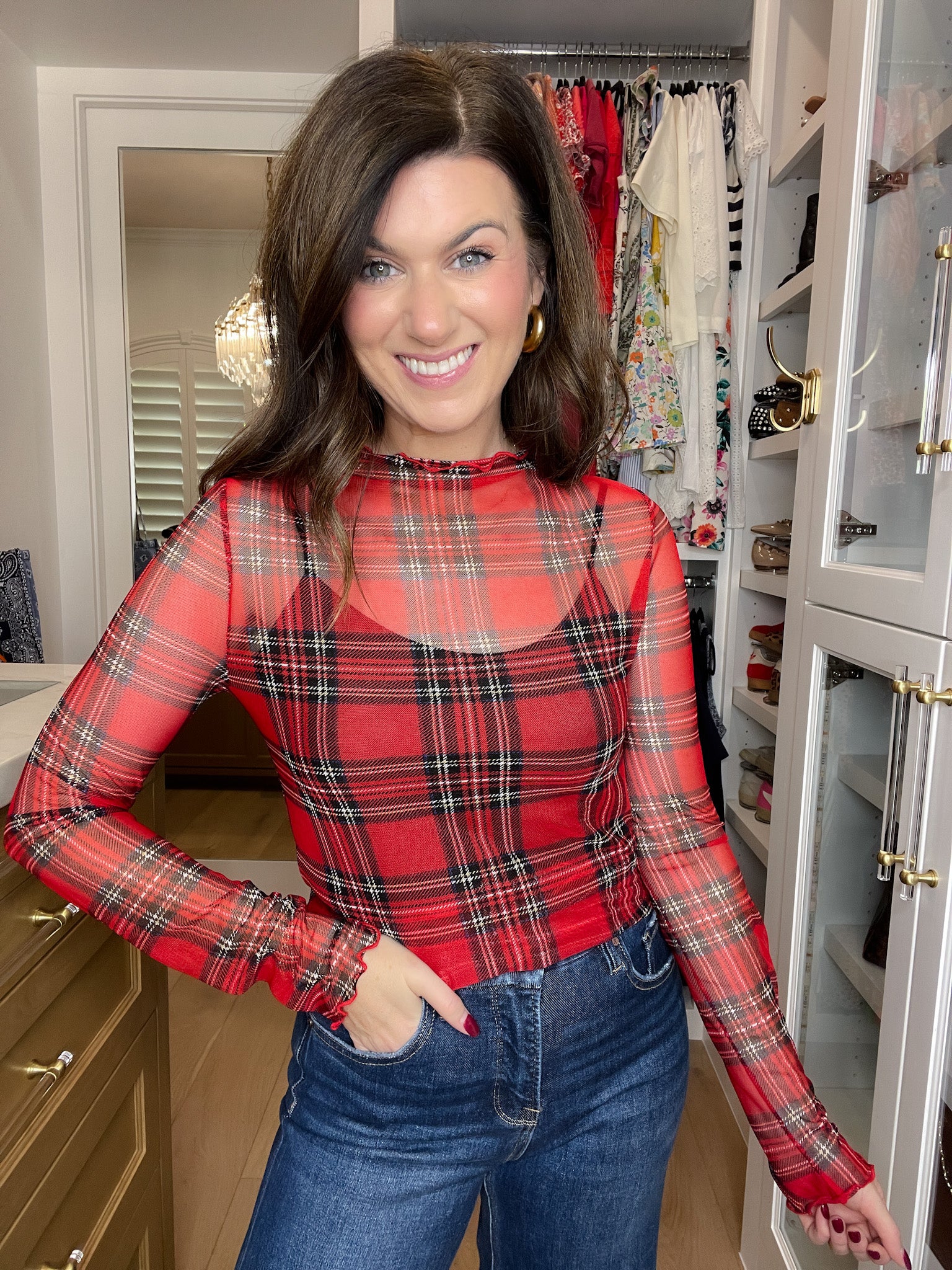 Plaid Daydream Mesh Top