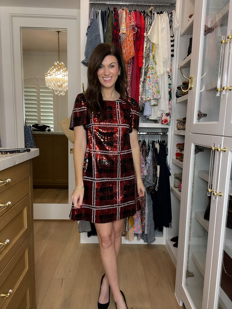 Sugarlips Fedra Sequin Plaid Mini Dress