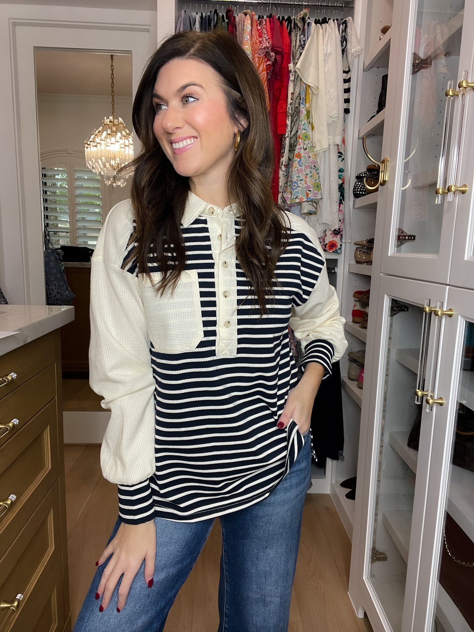 Harbor Line Collared Top