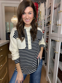 Harbor Line Collared Top