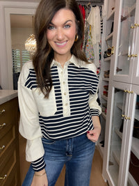 Harbor Line Collared Top