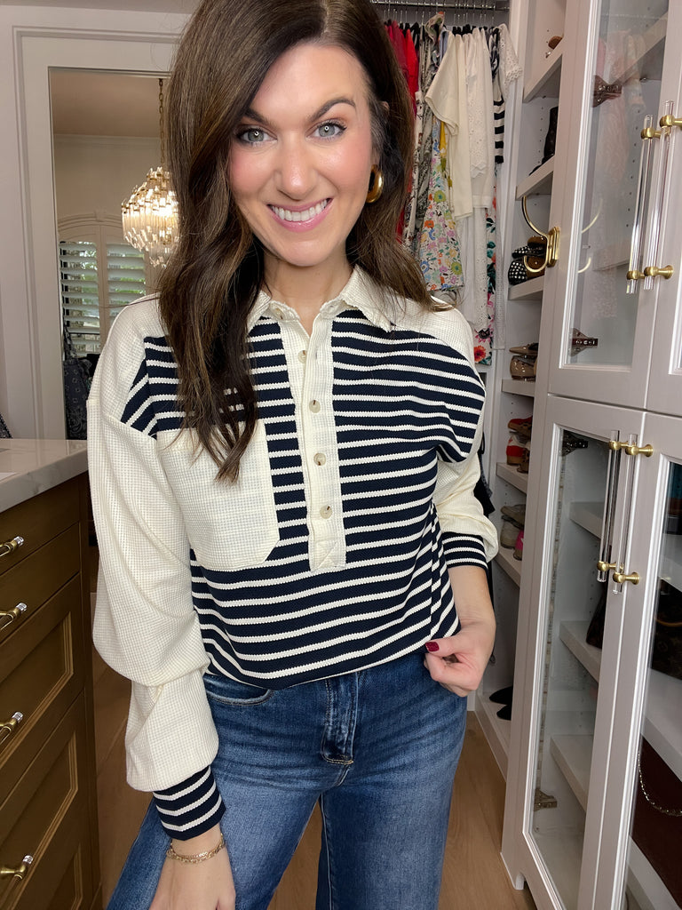 Harbor Line Collared Top