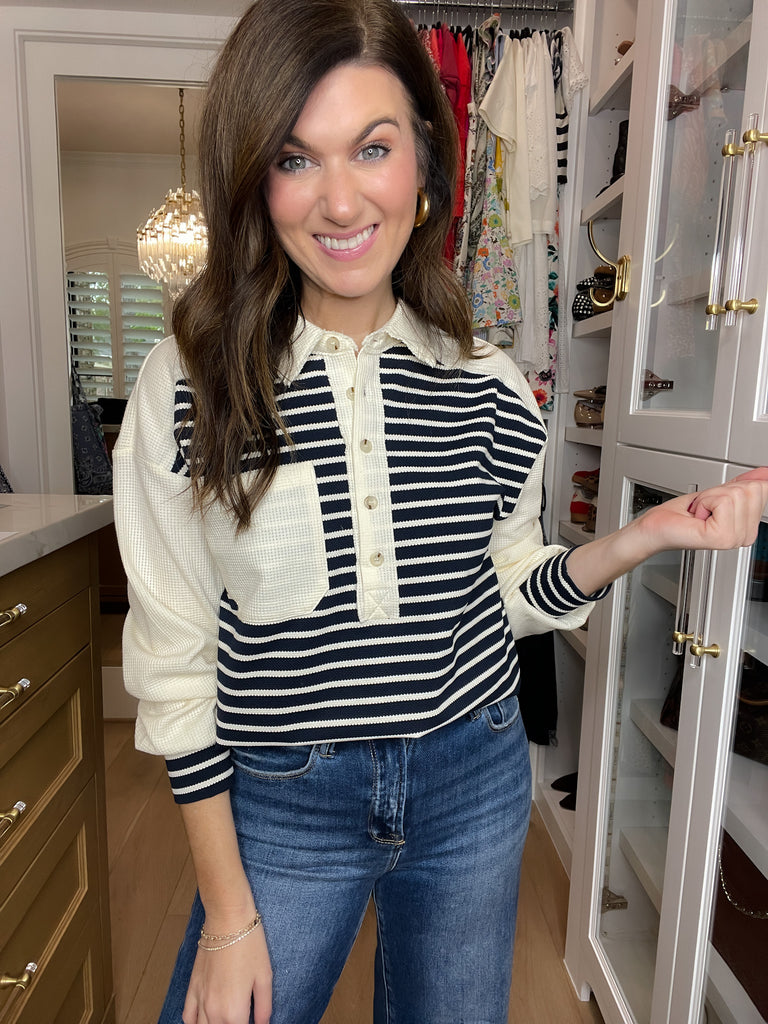 Harbor Line Collared Top