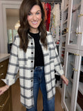 Cozy Crossroads Plaid Button Down in White/Black