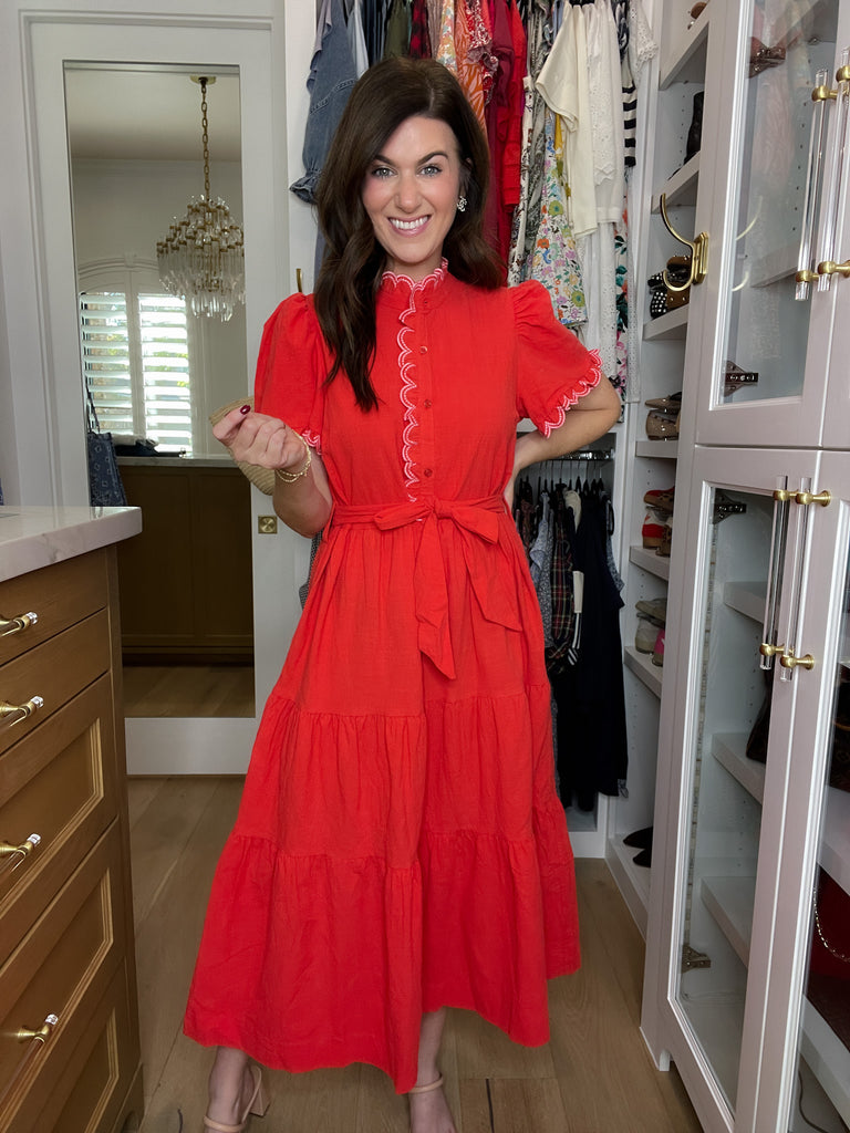 Heartstrings Scallop Trim Midi Dress