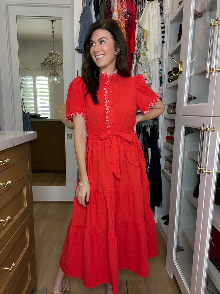 Heartstrings Scallop Trim Midi Dress