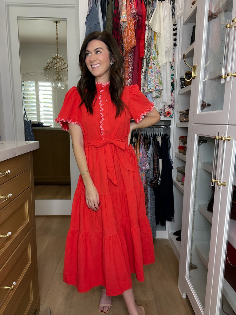 Heartstrings Scallop Trim Midi Dress