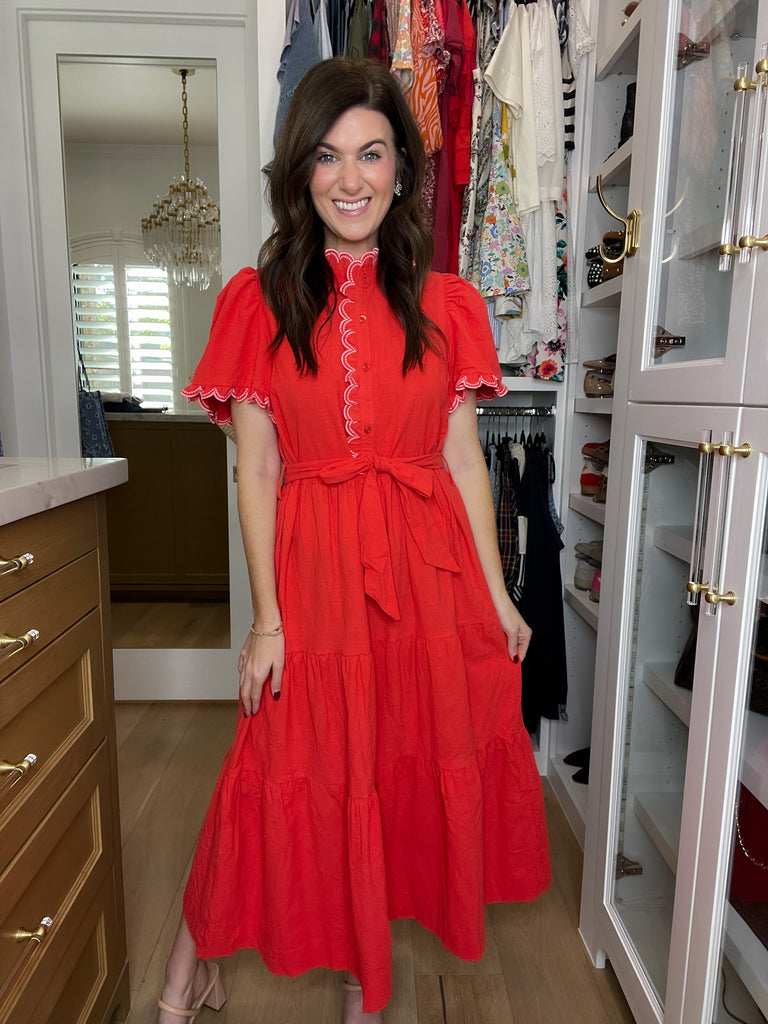 Heartstrings Scallop Trim Midi Dress