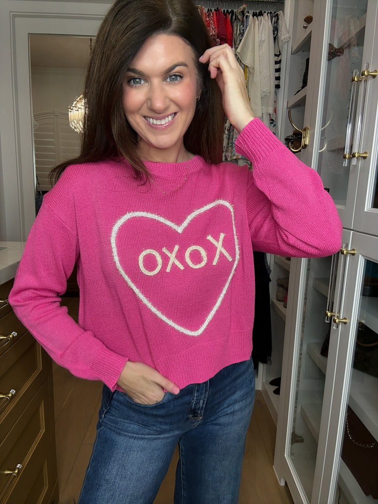 XOXO Sweater in Hot Pink