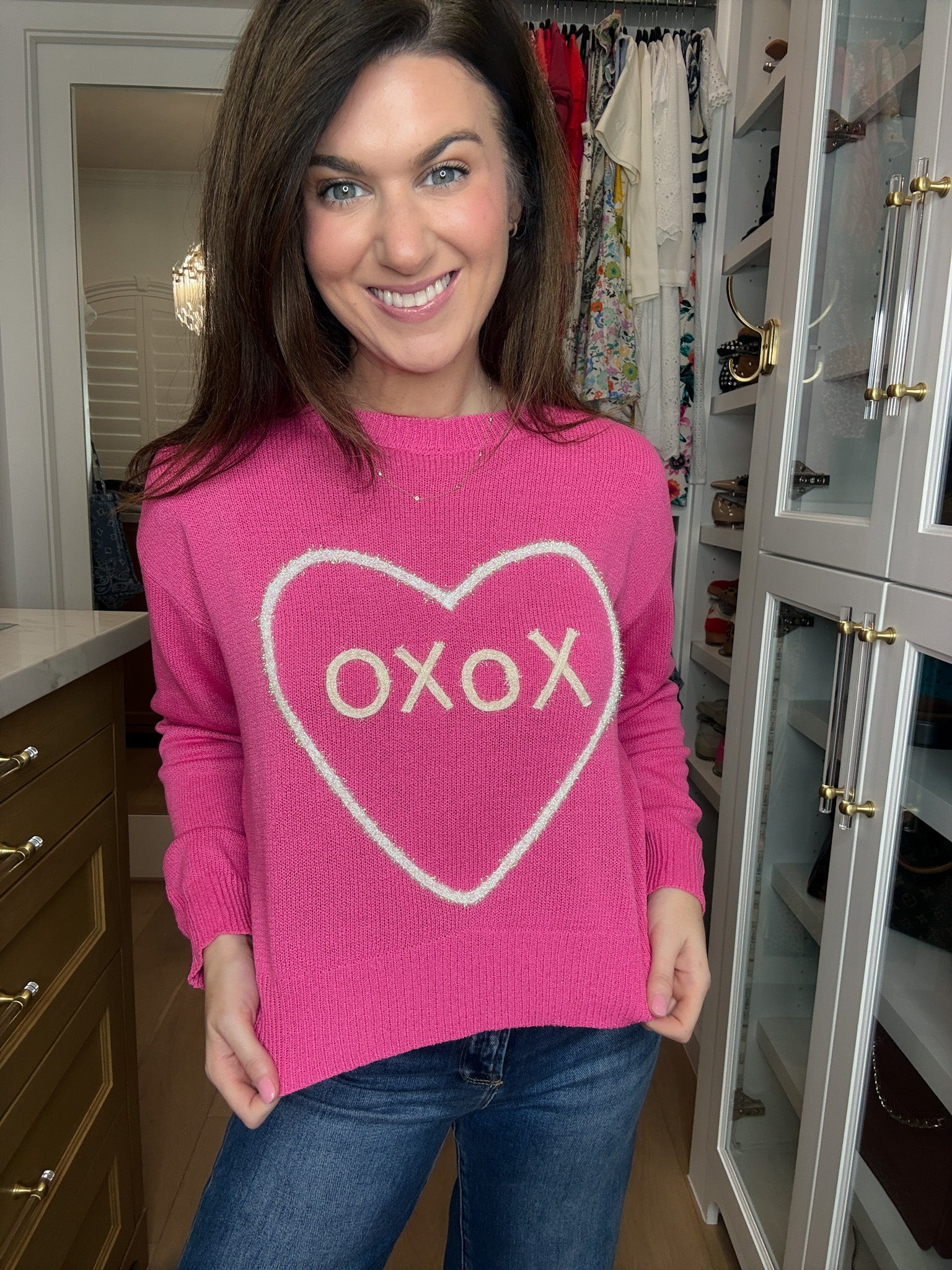 XOXO Sweater in Hot Pink