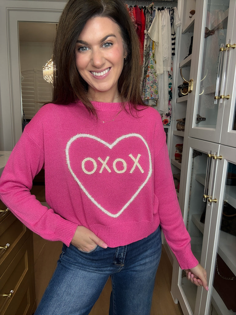 XOXO Sweater in Hot Pink
