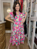 Making Your Own Luck Floral Midi Dress in Pink