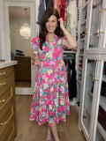 Making Your Own Luck Floral Midi Dress in Pink