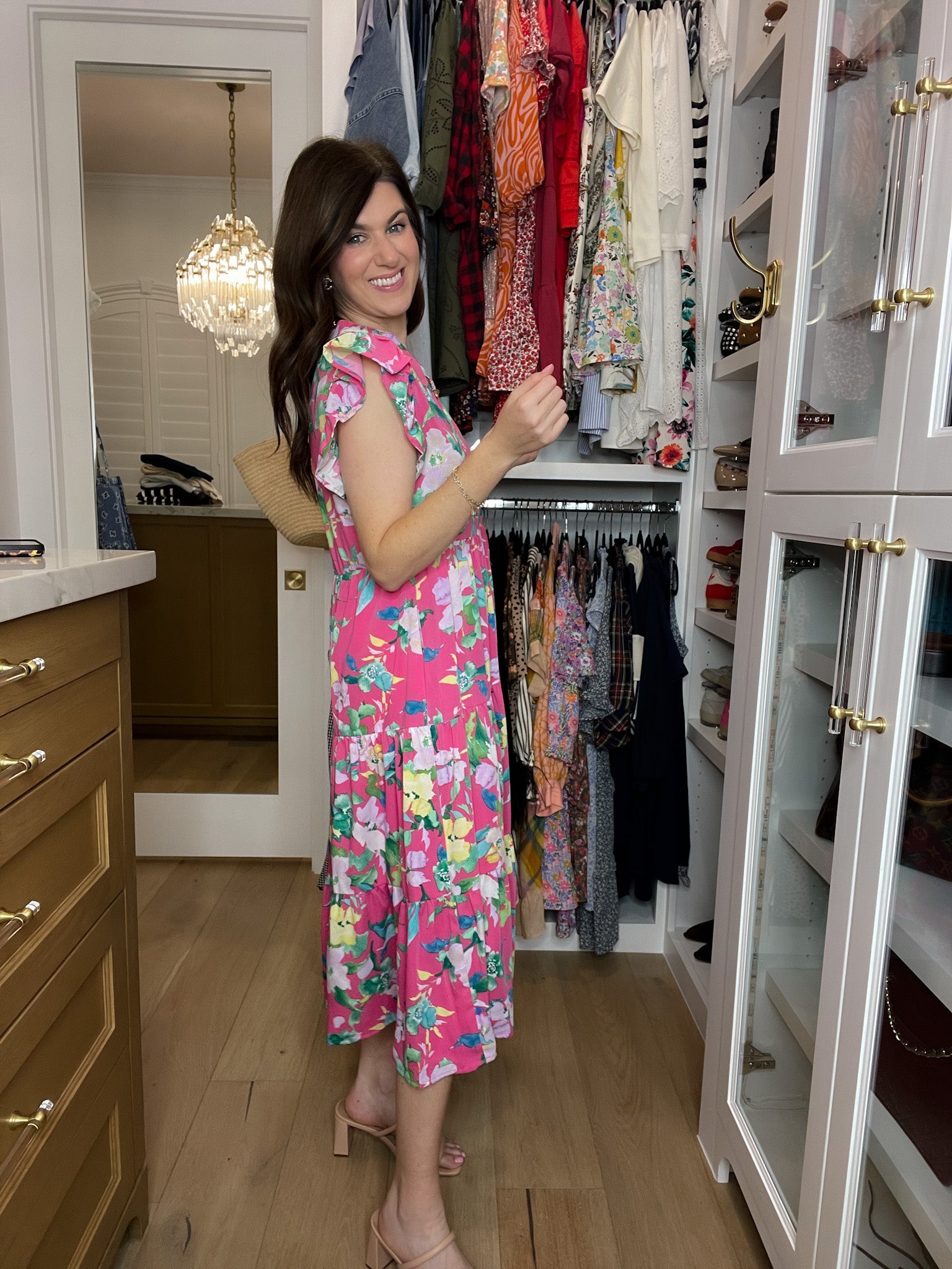 Making Your Own Luck Floral Midi Dress in Pink