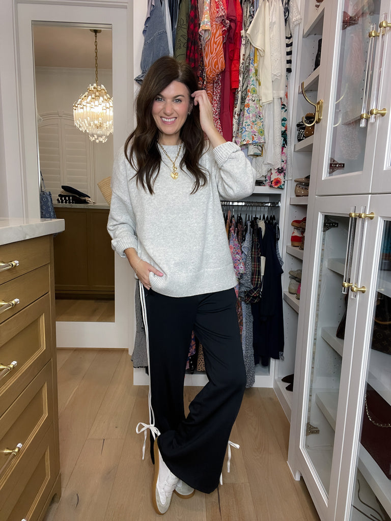 Fast Lane Bow Detail Track Pants in Navy