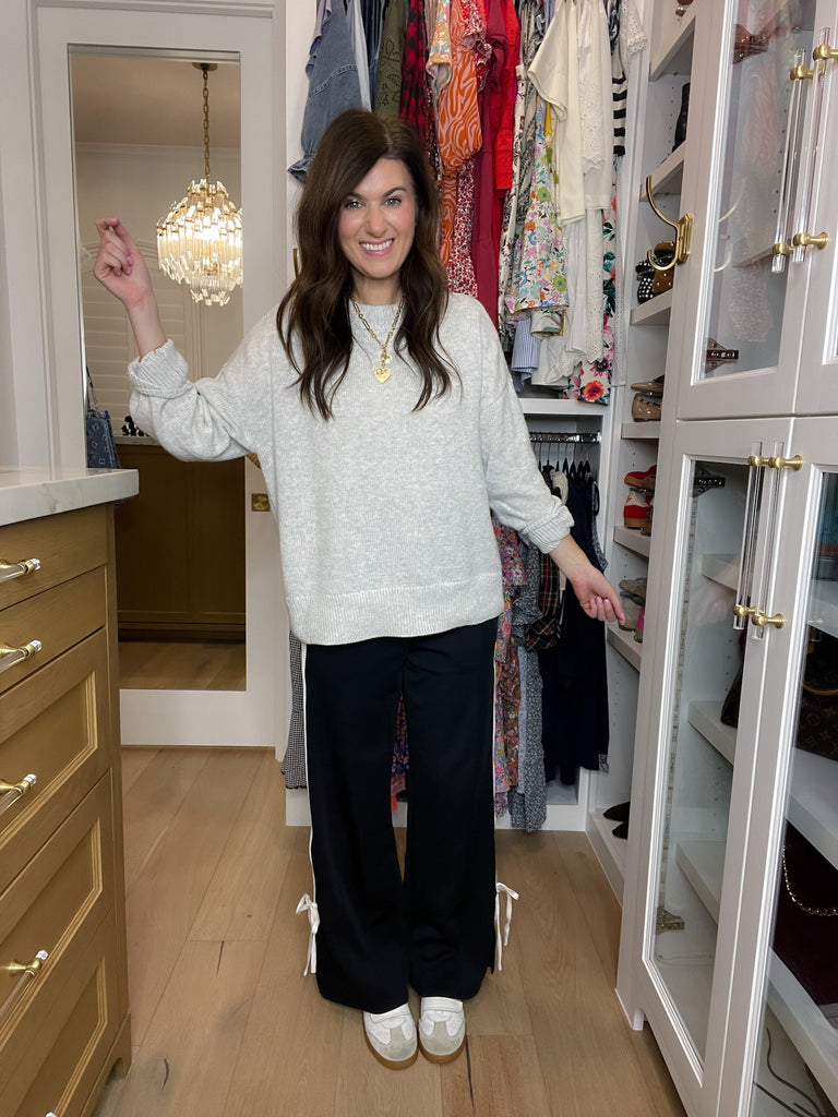 Fast Lane Bow Detail Track Pants in Navy